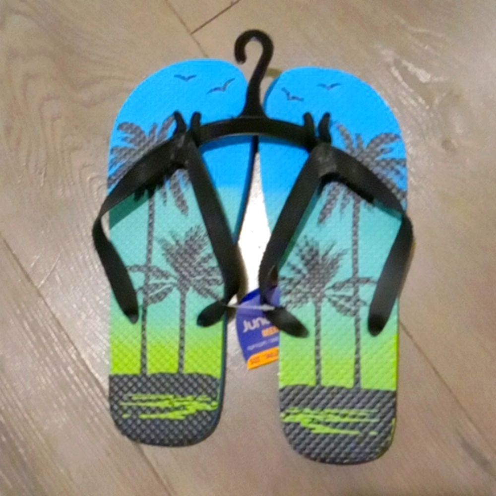 Multi-Color Palm-tree Flip-Flops- 6/7 Mens